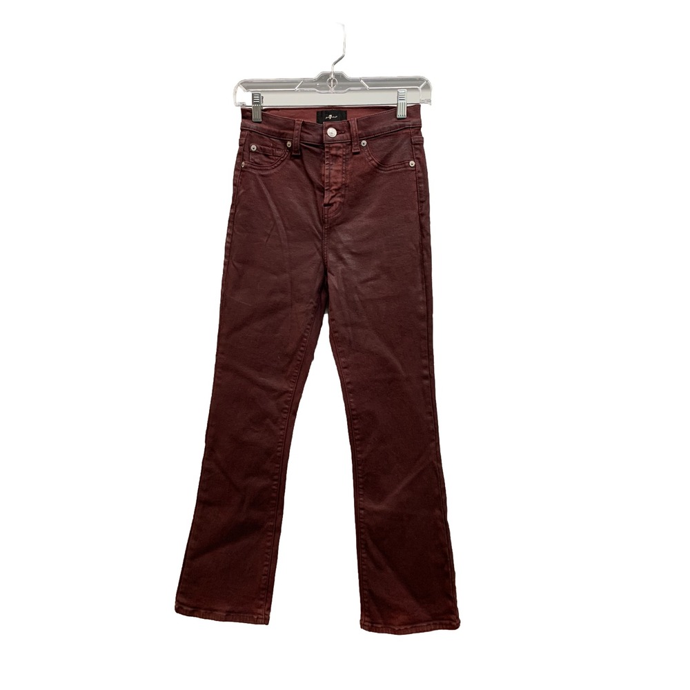 7 for all Mankind Red Coated Shimmer Skinny Pants 25 x 26